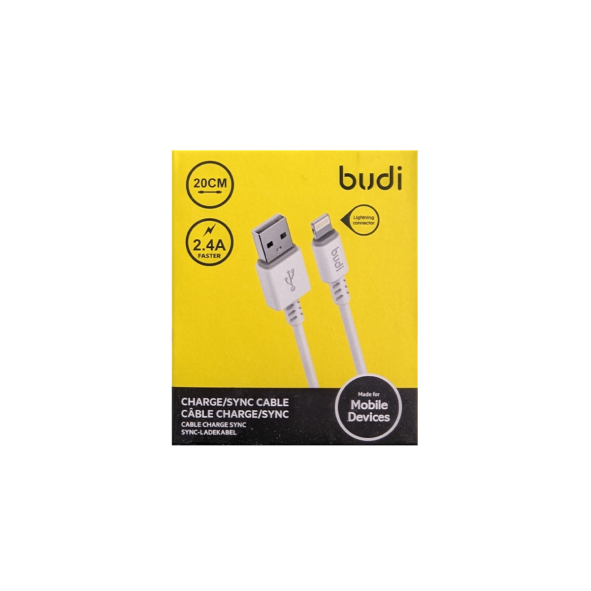 Budi 20cm Lightning Cable – White